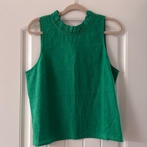 J.Crew linen sleeveless top in green, medium NWT
